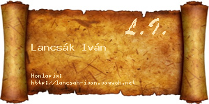 Lancsák Iván névjegykártya